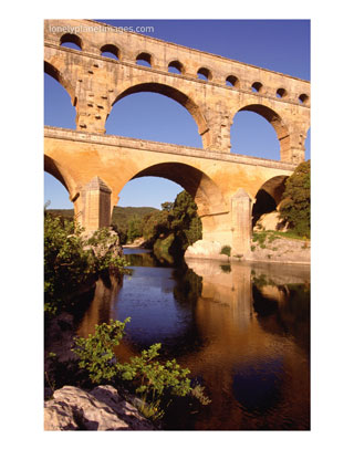 Pont Du Gard from Riverbank, Languedoc-Roussillon, France